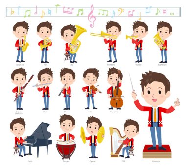 Klasik müzik performanslarında paltolu bir adam. Yönlendirmesi çok kolay bir vektör sanatı..