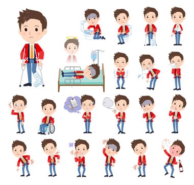 Sakatlığı ve hastalığı olan bir palto giyen adam. Düzenlemesi çok kolay vektör sanatı..