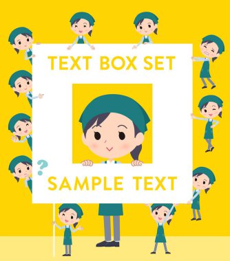 Mesaj panosu olan bir süpermarket çalışanı. Her biri birbirinden ayrı olduğu için, kendi başına hareket ettirebilirsin. Düzenlemesi çok kolay bir vektör sanatı..