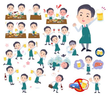 Alkolle ilişkili bir süpermarket çalışanı. Vektör sanatını düzenlemek çok kolay..