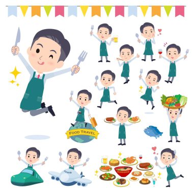 Gıda etkinliklerinde çalışan bir süpermarket çalışanı. Vektör sanatını düzenlemek çok kolay..