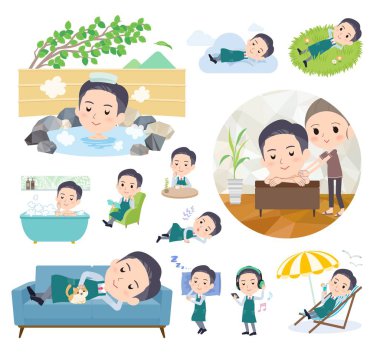 Süpermarket çalışanlarından oluşan bir set rahatlama hakkında. Vektör sanatını düzenlemek çok kolay..