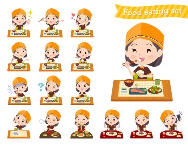 Yemekler hakkında bir grup Fast Food katibi. Vektör sanatını düzenlemek çok kolay..