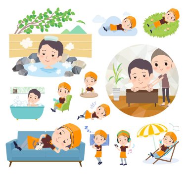 Bir grup Fast Food çalışanı gevşemek istiyor. Vektör sanatını düzenlemek çok kolay..