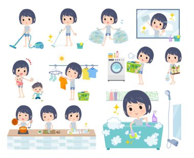 Temizlik ve çamaşır gibi ev işleriyle ilgili bir dizi ücretsiz avatar kadın. Düzenlemesi çok kolay vektör sanatı..