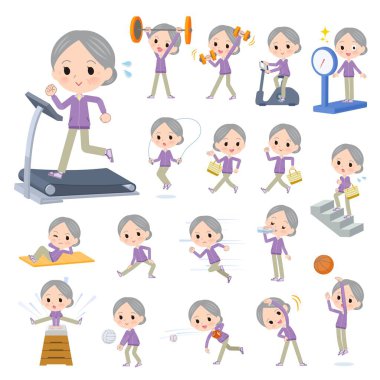 Spor ve spor formalı bir grup yaşlı kadın. Vektör sanatını düzenlemek çok kolay..