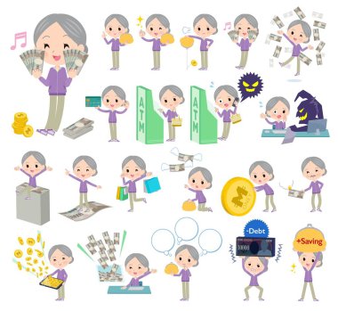 Para ve ekonomiyle ilgili formalı bir grup yaşlı kadın. Vektör sanatını düzenlemek çok kolay..