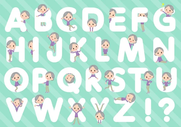 Eine Gruppe Älterer Frauen Trikots Die Mit Alphabet Entworfen Wurden — Stockvektor
