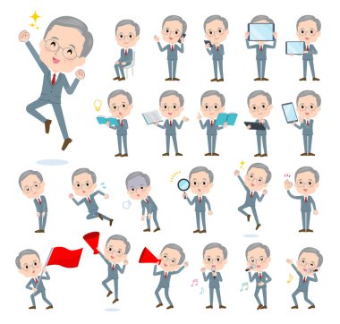 Akıllı telefonlar gibi dijital cihazları olan bir grup yaşlı adam. Vektör sanatını düzenlemek çok kolay..