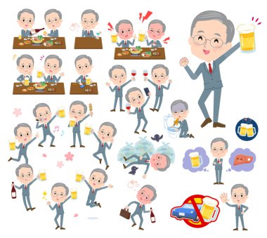 Alkolle ilişkili bir grup yaşlı adam. Vektör sanatını düzenlemek çok kolay..