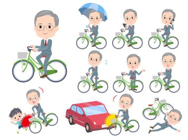 Şehir bisikletine binen bir grup iş adamı. Yönlendirmesi çok kolay..