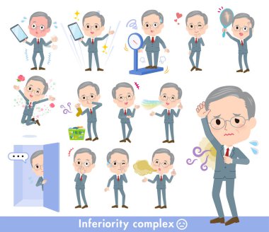 Aşağılık kompleksi olan bir grup iş adamı. Vektör sanatını düzenlemek çok kolay..
