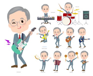 Rock 'n' roll ve pop müzik çalan bir grup yaşlı adam. Yönlendirmesi çok kolay bir vektör sanatı..