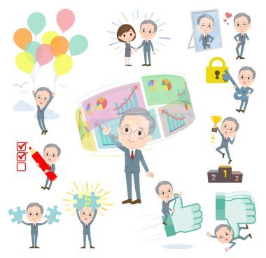 Başarı ve olumluluk üzerine bir dizi iş adamı. Vektör sanatını düzenlemek çok kolay..