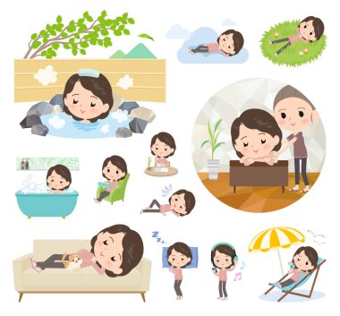 Pembe formalı bir grup ortanca kadın rahatlama hakkında. Bu vektör sanatını düzenlemek çok kolay..