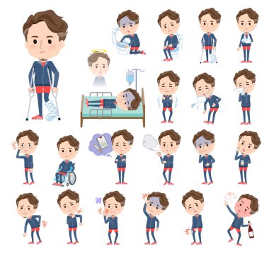 Sakatlığı ve hastalığı olan bir grup orta yaşlı adam. Bu vektör sanatını düzenlemek çok kolay..