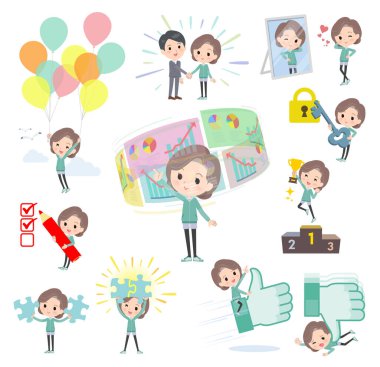 Mavi Yeşil formalı bir grup ortanca kadın, başarı ve pozitiflik üzerine. Yönlendirmesi çok kolay..