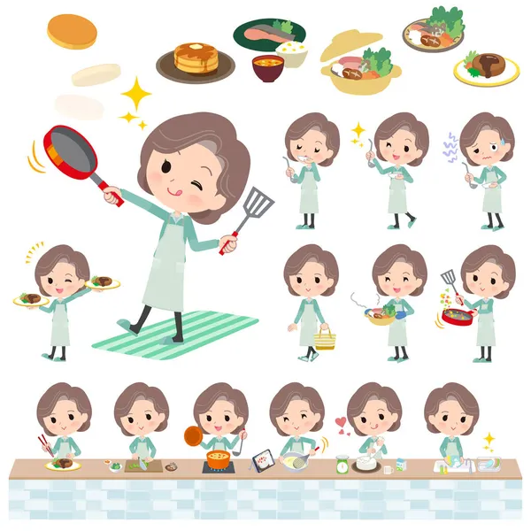 Mavi Yeşil formalı bir grup ortanca kadın aşçılıkla ilgili. Yönlendirmesi çok kolay..