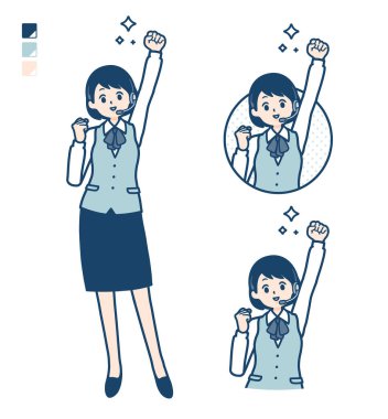 Yumruk pompası görüntüsü olan bir iş kadını. Bu vektör sanatı, yani montajlaması kolay..