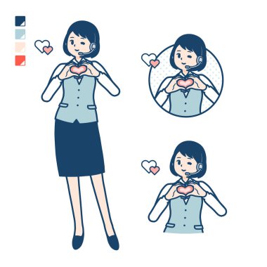 Elle kalp sembolü yapan bir iş kadını. Bu vektör sanatı, bu yüzden düzenlemesi kolay..