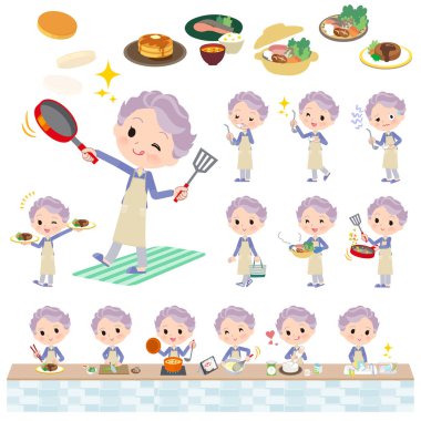 Mavi formalı bir grup yaşlı kadın aşçılıkla ilgili. Vektör sanatını düzenlemek çok kolay..