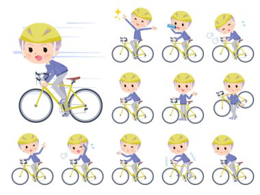 Mavi formalı bir grup yaşlı kadın yol bisikleti kullanıyor. Yönlendirmesi çok kolay..