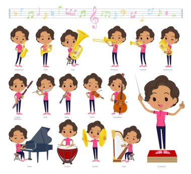 A set of African-American women in sportswear on classical music performances.It's vector art so easy to edit. clipart