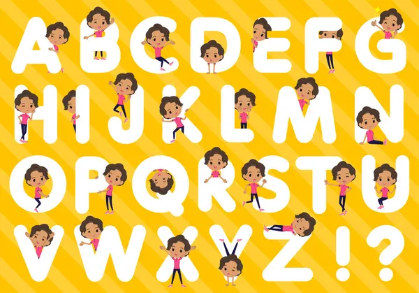 Ensemble Femmes Afro Américaines Vêtements Sport Conçus Avec Alphabet Est — Image vectorielle