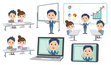 Öğrenciler ve aileler öğretmenlerin seminerine katılıyorlar. Vektör sanatını düzenlemek çok kolay..