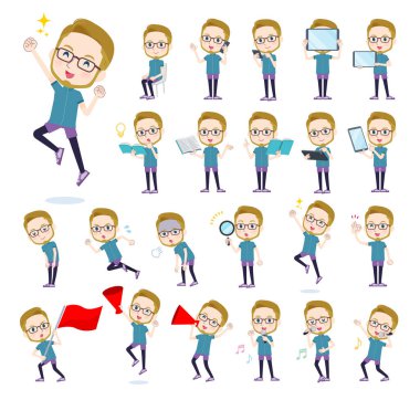 Akıllı telefonlar gibi dijital donanımlı spor giyim sektöründe çalışan bir grup Amerikalı sarışın adam. Yönetmen sanatı düzenlemesi çok kolay..