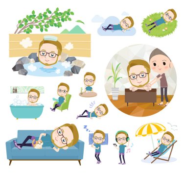 Spor giyimli Amerikalı sarı saçlı bir adam. Rahatlama konusunda vektör sanatı düzenlemesi çok kolay..