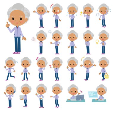 Farklı duyguları ifade eden mor formalı bir grup yaşlı kadın. Yönlendirmesi çok kolay..