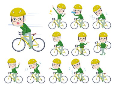 Yol bisikleti üzerinde yeşil formalı yaşlı bir adam. Yönlendirmesi çok kolay..