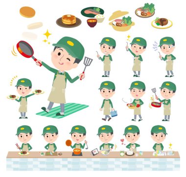 Transportman 'ın yemek pişirme seti. Vektör sanatını düzenlemek çok kolay..