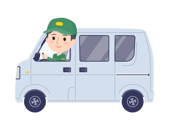 Set Transportman Man Man Delivery Car Vector Art Easy Edit — стоковый вектор