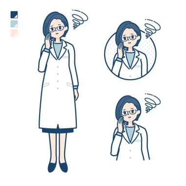 A woman doctor in a lab coat with be troubled images.It's vector art so it's easy to edit.