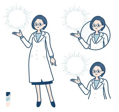 A woman doctor in a lab coat with Manipulating light images.It's vector art so it's easy to edit.