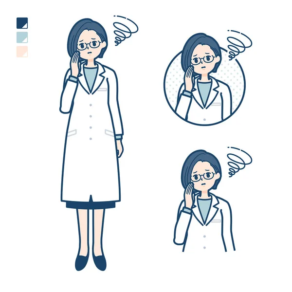 Woman Doctor Lab Coat Troubled Images Vector Art Easy Edit — стоковый вектор