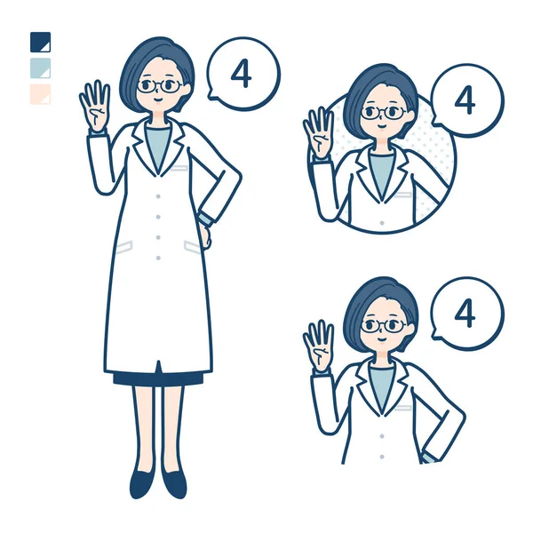Woman Doctor Lab Coat Counting Images Vector Art Easy Edit — ストックベクタ