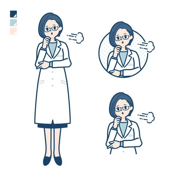 Woman Doctor Lab Coat Sighing Images Vector Art Easy Edit — 图库矢量图片