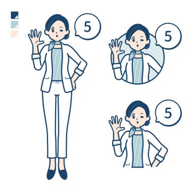 Beş görüntülü güzellik danışmanı kadın. Vektör sanatı olduğu için düzenlemesi kolay..