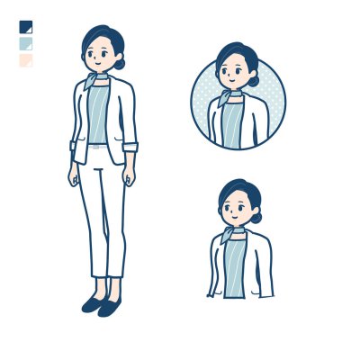 Yanlamasına bakan güzellik danışmanı kadın. Vektör sanatı olduğu için düzenlemesi kolay..