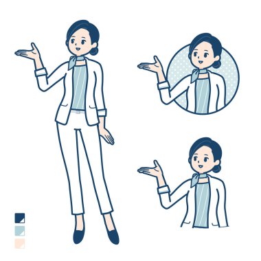 Açıklama resimli güzellik danışmanı kadın. Vektör sanatı olduğu için düzenlemesi kolay..