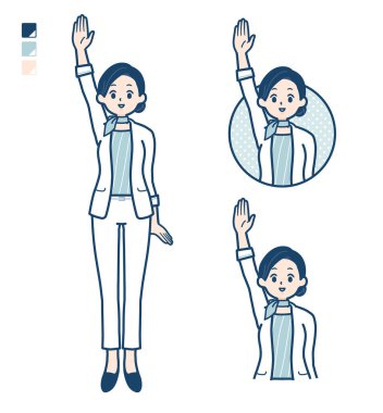 El görüntülerini yükselten güzellik danışmanı kadın. Vektör sanatı olduğu için düzenlemesi kolay..