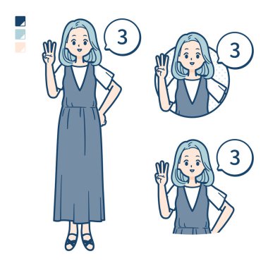 Kolsuz giysili genç bir kadın 3 resim olarak sayılıyor. Bu vektör sanatı, bu yüzden düzenlemek kolay..