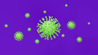 3 boyutlu illüstrasyondan oluşan koronavirüs görüntüsü.