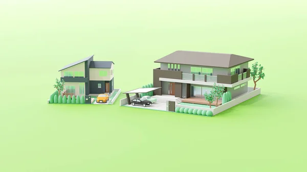 3Dイラストで構成された住宅のイメージ — ストック写真