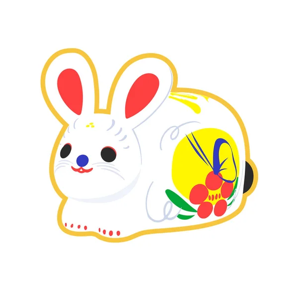 Illustrazione Vettoriale Dell Oggetto Capodanno Giapponese Coniglio Hariko — Vettoriale Stock