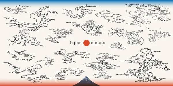 Ukiyo Touch Cloud Haze Design Set Vektorová Data Která Lze — Stockový vektor