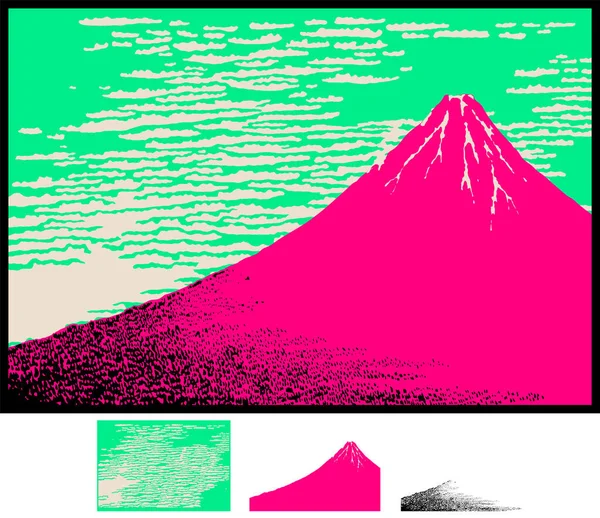 Treinta Seis Vistas Del Monte Fuji Fine Breezy Day Image — Archivo Imágenes Vectoriales